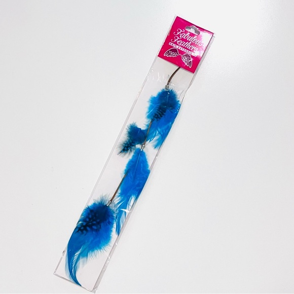 NWT Blue & Brown Leather Tail Feather Clip in Hair Extension - Picture 2 of 6